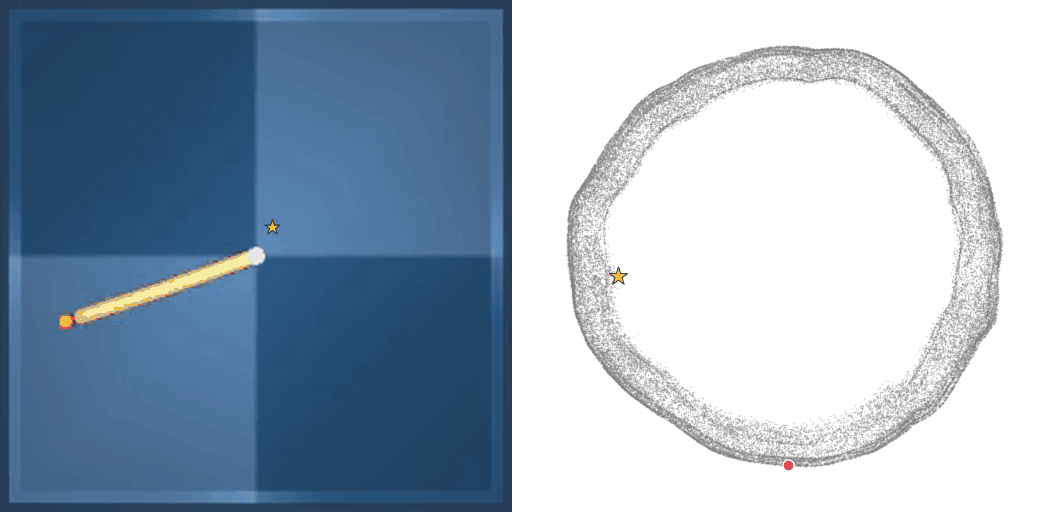 Reacher: synchronized environment and latent trajectory.